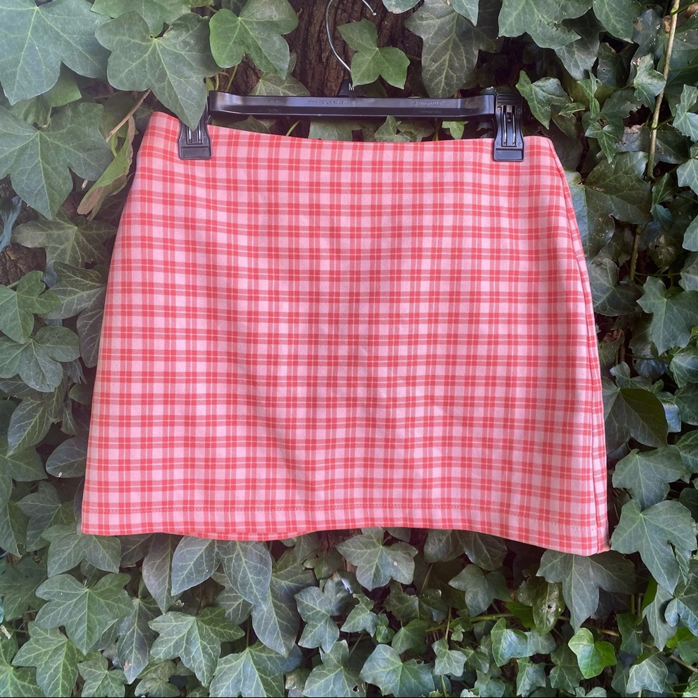 Urban outfitters Pink Plaid Mini Skirt 🌹